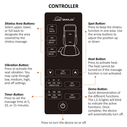 Snailax Shiatsu Massage Cushion with Heat Massage Chair Pad Kneading Back Massager