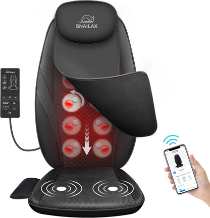 Snailax Shiatsu Massage Cushion with Heat Massage Chair Pad Kneading Back Massager